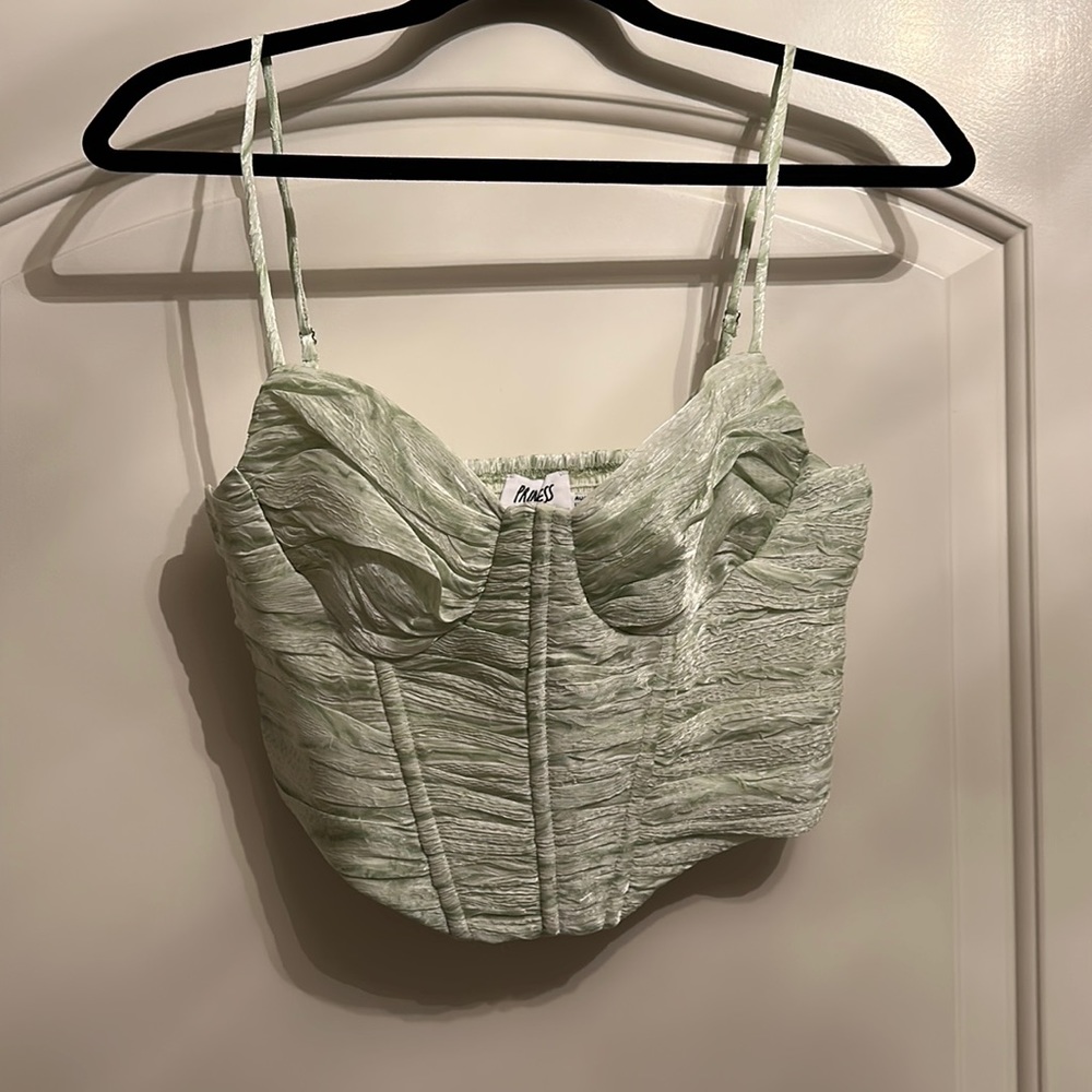 Rivne’s Polly cropped corset top light green